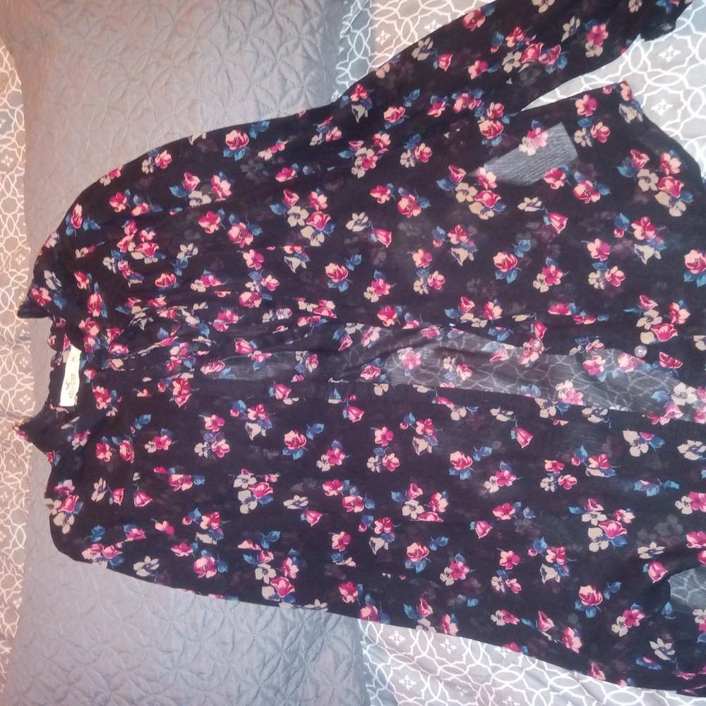 Hollister Black Floral Blouse